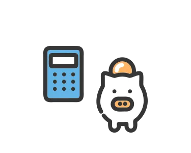 電卓と貯金箱のイラスト